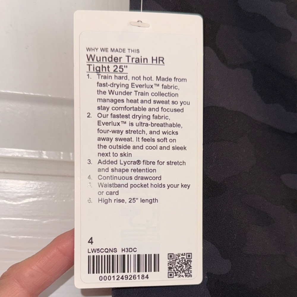 NWT Lululemon Wunder Train High-Waist Black Camo Leggings 25” - Picture 4 of 4